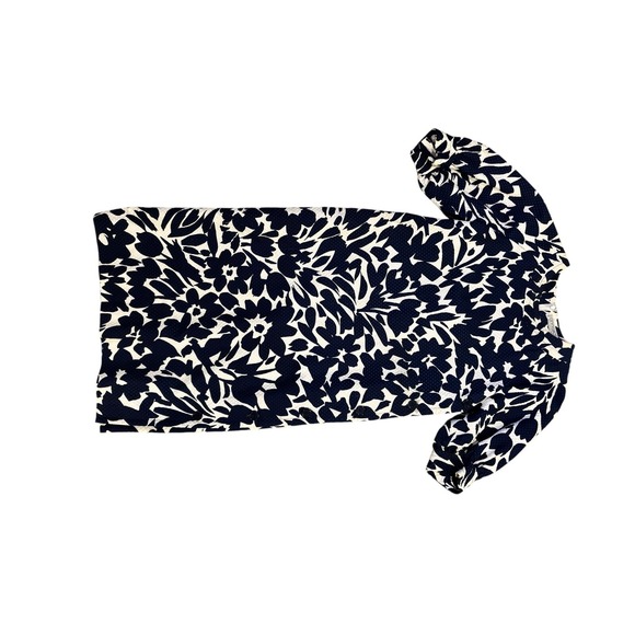 Vintage GIVENCHY 80s Blue White Floral Dress Button Detail Made In France - Picture 7 of 11